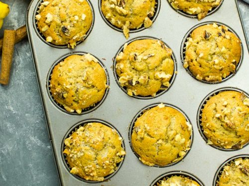 Moist and tender with chunks of banana throughout, these Banana Nut Muffins are always a hit for breakfast or brunch.