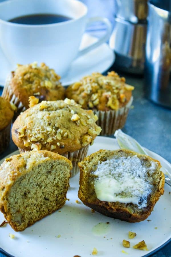 Moist and tender with chunks of banana throughout, these Banana Nut Muffins are always a hit for breakfast or brunch. Great for making ahead, too!