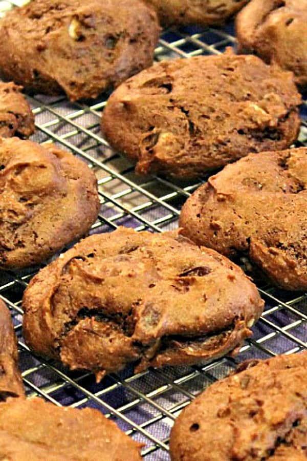 Double Chocolate Walnut Cookies are delicious fudgy cake mix cookies, chock full of chocolate chips and walnuts.  Easiest one bowl recipe!