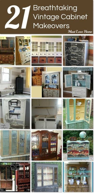 Love furniture makeovers? You MUST see these gorgeous Vintage Cabinet Makeovers! The creativity is amazing and will give you so much inspiration for your own projects!