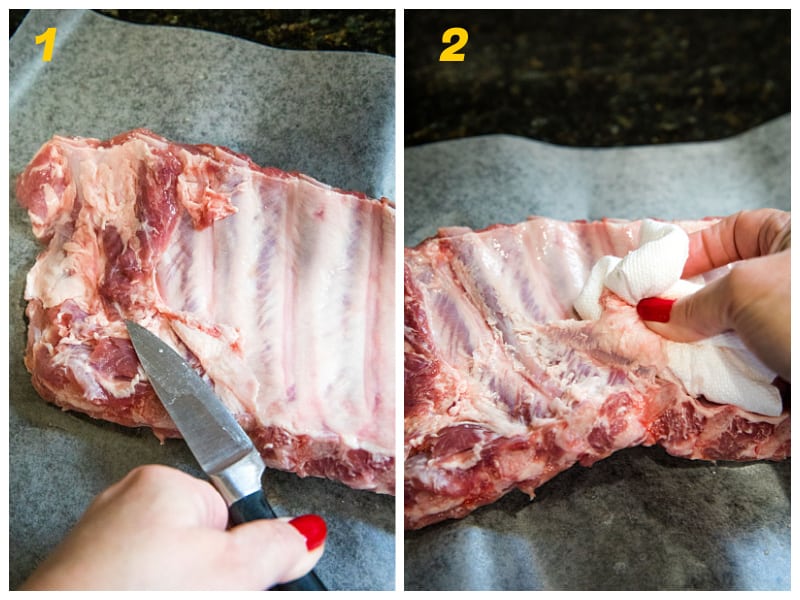 Removing membrane from pork back ribs