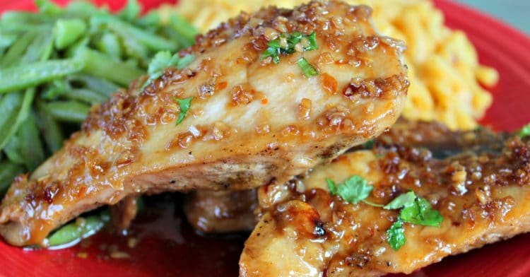Garlic and Honey Chicken is the BEST EVER recipe for chicken breasts! Seared to perfection, then baked with a buttery sauce, the chicken remains moist and flavorful! Less than 30 minutes from refrigerator to table!