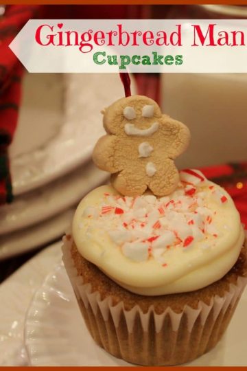 Love the old-fashioned taste of Gingerbread Men? Whip up a dozen of these adorable little Gingerbread Man Cupcakes in no time! Just 4 ingredients and you are ready to go! Perfect for holiday potlucks,bake sales or just because! You can have these festive little cupcakes in less than an hour!