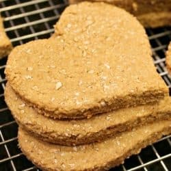Homemade Apple Peanut Butter Dog Treats are amazingly healthy - with no sugar like you find in store bought!   Just mix, roll, cut and bake! They are Dog tested - Mom approved!!