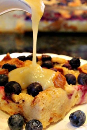 If you love the freshness of Lemon and the comfort of pudding, you will devour this treat! This recipe brings you the BEST Lemon Blueberry Bread Pudding you will ever taste! Click thru to get the recipe for this incredible dessert!