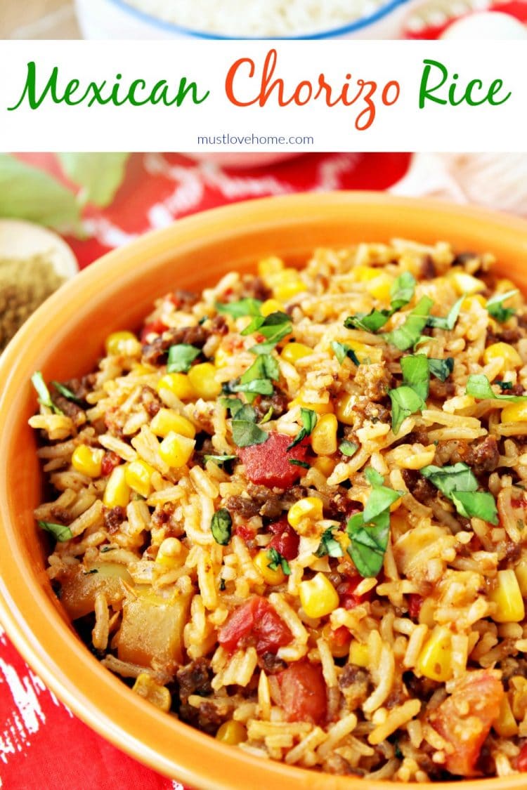 Mexican Chorizo Rice is a hearty and flavorful blend of rice, chorizo, tomatoes, peppers and spices that can be served as a main meal or a side dish.