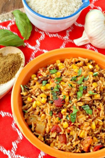 Mexican Chorizo Rice is a hearty and flavorful blend of rice, chorizo, tomatoes, peppers and spices that can be served as a main meal or a side dish.