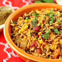 Mexican Chorizo Rice is a hearty and flavorful blend of rice, chorizo, tomatoes, peppers and spices that can be served as a main meal or a side dish.