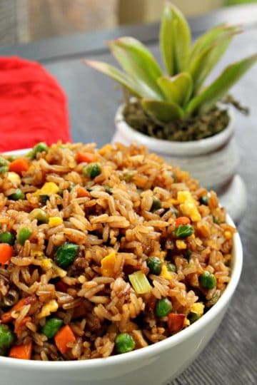 Easy Fried Rice is take-out style rice with loads of flavor that you can make yourself in just minutes!
