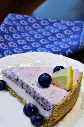Frozen Lemon Blueberry Cheesecake Pie - a frosty treat combines cheesecake and pie into a dessert that will be a hit with the entire family!