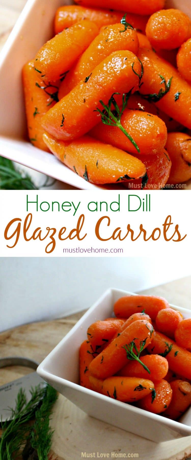 Honey Dill Glazed Carrots - a sweet and savory dish that will be sure to have everyone eating their vegetables - and ready in minutes!