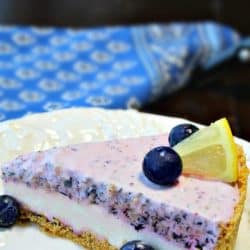 Frozen Lemon Blueberry Cheesecake Pie - a frosty treat combines cheesecake and pie into a dessert that will be a hit with the entire family!