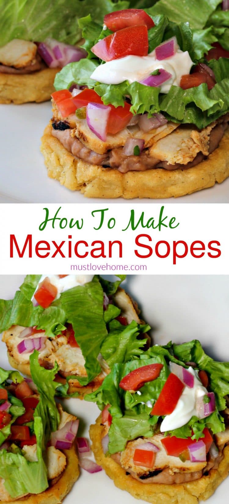 Easy Mexican Sopes are fresh and delicious appetizers that will be a hit at your next party - top them with your favorites like beans, cheese and sour cream!