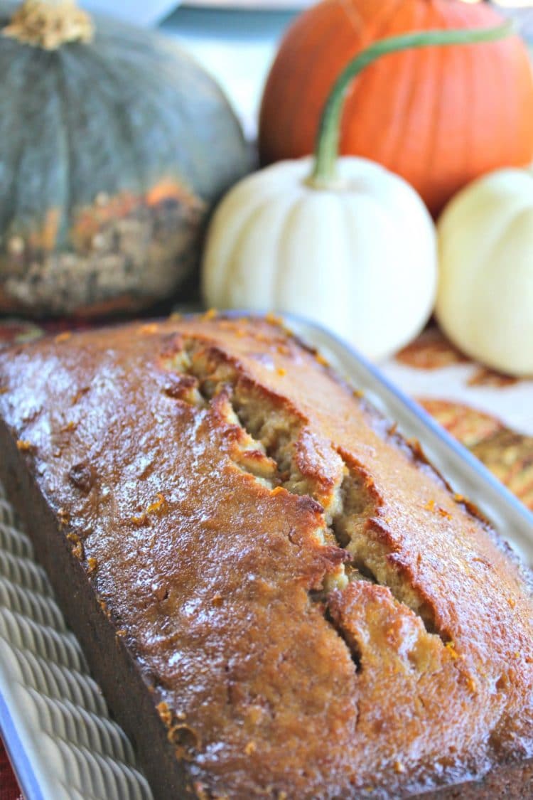 Bananas Foster Bread with rum sauce is a take on the New Orleans classic dessert. Made in the traditional banana bread style, the warm loaf is soaked in rum sauce, then served with more sauce and a scoop of vanilla ice cream. A rich, adult dessert.