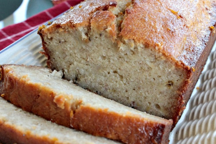 Bananas Foster Bread with rum sauce is a take on the New Orleans classic dessert. Made in the traditional banana bread style, the warm loaf is soaked in rum sauce, then served with more sauce and a scoop of vanilla ice cream. A rich, adult dessert.