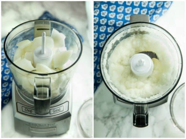 Onion in mini food processor for kitchen hack