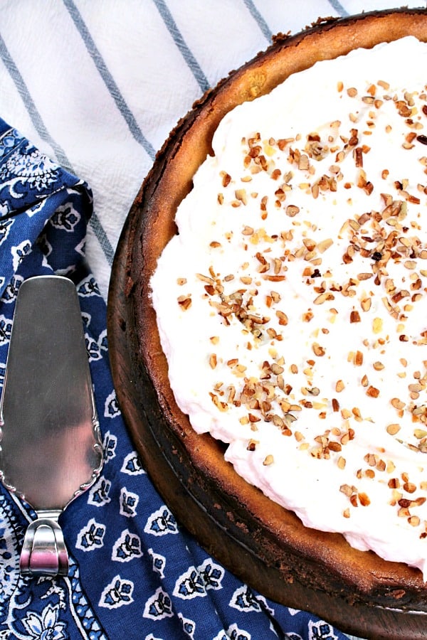 Fall parties and holidays are extra special with a rich and creamy homemade Brown Sugar Pumpkin Cheesecake.  Packed with seasonal flavor in every bite!