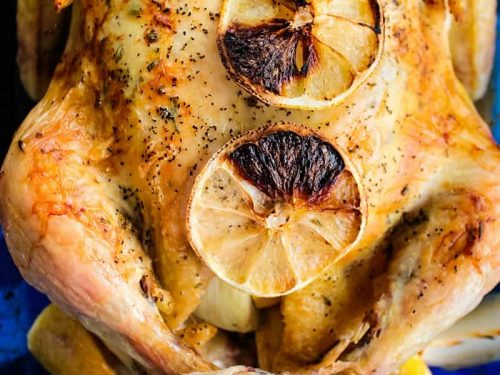 Lemon Rosemary Roast Chicken is infused with woodsy herb flavor, with every bite moist and juicy.
