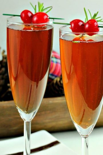 Make any occasion special with delicious Cherry Champagne Punch! Try this unique flavor combination of Cherry Liqueur and Rosemary!