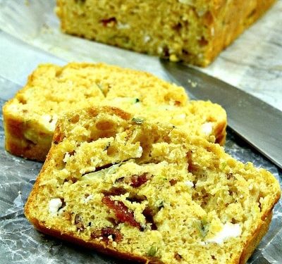 Bacon Goat Cheese Zucchini Bread sliced