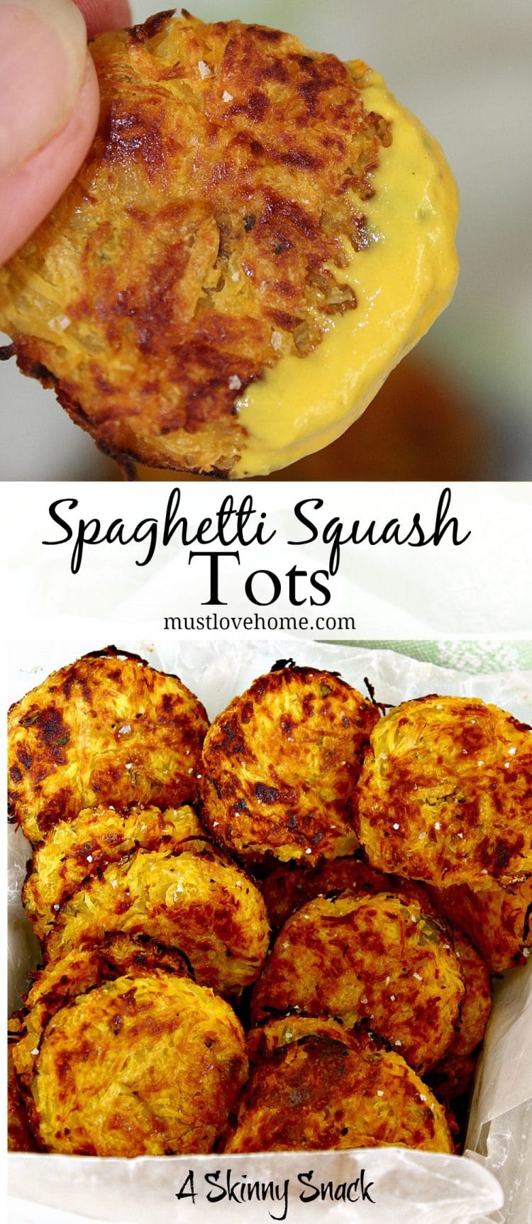Spaghetti Squash Tots are an addictive crispy snack that will have you reaching for more! These little tots are so tasty it will be hard to believe they are healthy and low-calorie too!