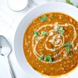 Hearty and healthy, Curry Lentil and Coconut Soup is a vegetarian delight! This soup has amazing flavor, with added tomato, garlic, onion and ginger. This soup is so delicious that meat lovers will be raving too!