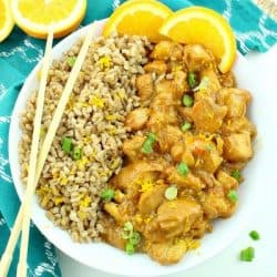 Instant Pot Orange Chicken, has an addictive sweet sticky sauce and a touch of heat.