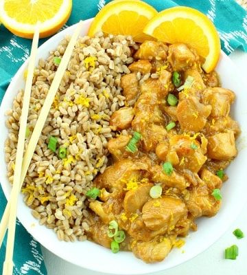 Instant Pot Orange Chicken, has an addictive sweet sticky sauce and a touch of heat.