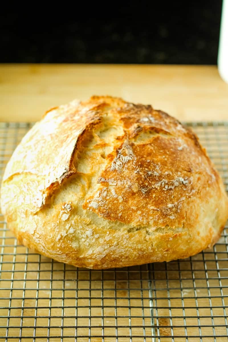 Faster Rustic No-Knead Bread, made with easy pantry ingredients. This easy recipe makes fresh, homemade bread that you can serve with dinner tonight!