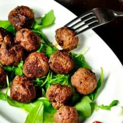 Light Swedish Meatballs are little beef meatballs made with extra lean meat and no egg.