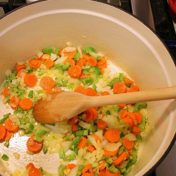 vegetables cooking in a pot