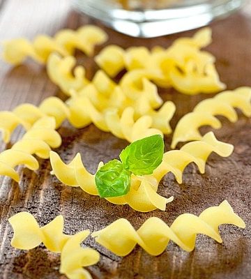 pasta noodles on wood table