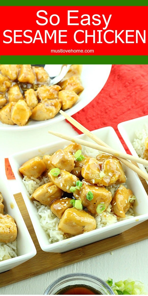Easy Sesame Honey Chicken - all the delicious flavor of take-out, but made easy at home in under 30 minutes! 