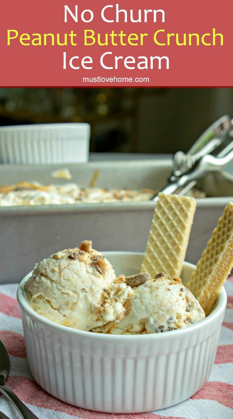 Velvety sweet with swirls of peanut butter and toffee, No Churn Peanut Butter Ice Cream is surprisingly simple to make. With condensed milk and whipping cream, this easy frozen treat is so rich it tastes like you went to an ice cream parlor.