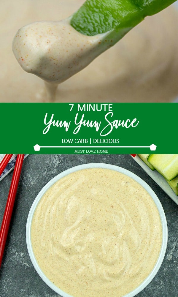7 Minute Yum Yum Sauce - it's just like the sauce from Japanese hibachi restaurants! And it is SO SIMPLE to make. Try it spooned over grilled chicken, veggies, fried rice, as an awesome dip, spread on sandwiches and more.