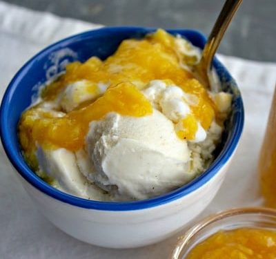 Fresh Homemade Pineapple Sauce over ice cream