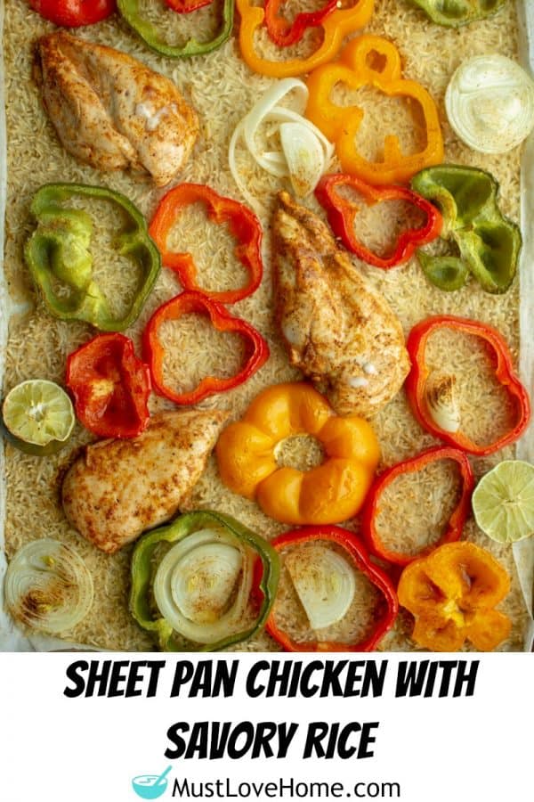 Bake zesty chicken Fajitas and cook savory rice all in one pan!