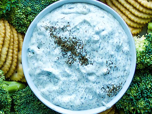 Simple and refreshing, this creamy dill dip is party ready in just minutes. Dill dip is perfect served with your favorite chips, crackers and fresh chopped veggies! #mustlovehomecooking
