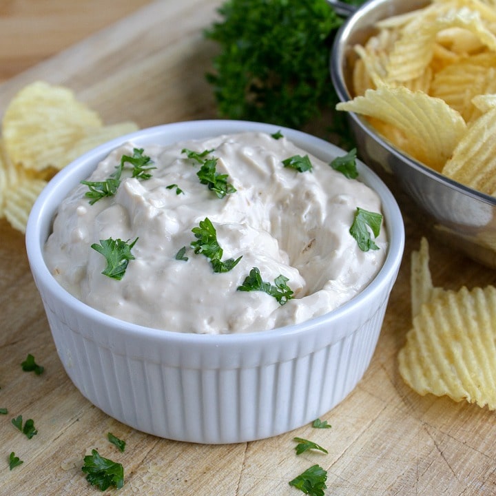 Quick French Onion Dip is amazingly easy to make with only 3 ingredients. One you taste this onion dip recipe, you will NEVER want the store bought kind again!