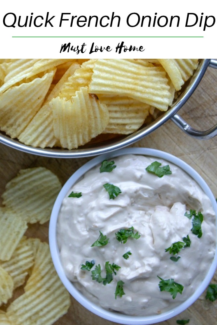 Quick French Onion Dip is amazingly easy to make with only 3 ingredients. One you taste this onion dip recipe, you will NEVER want the store bought kind again!