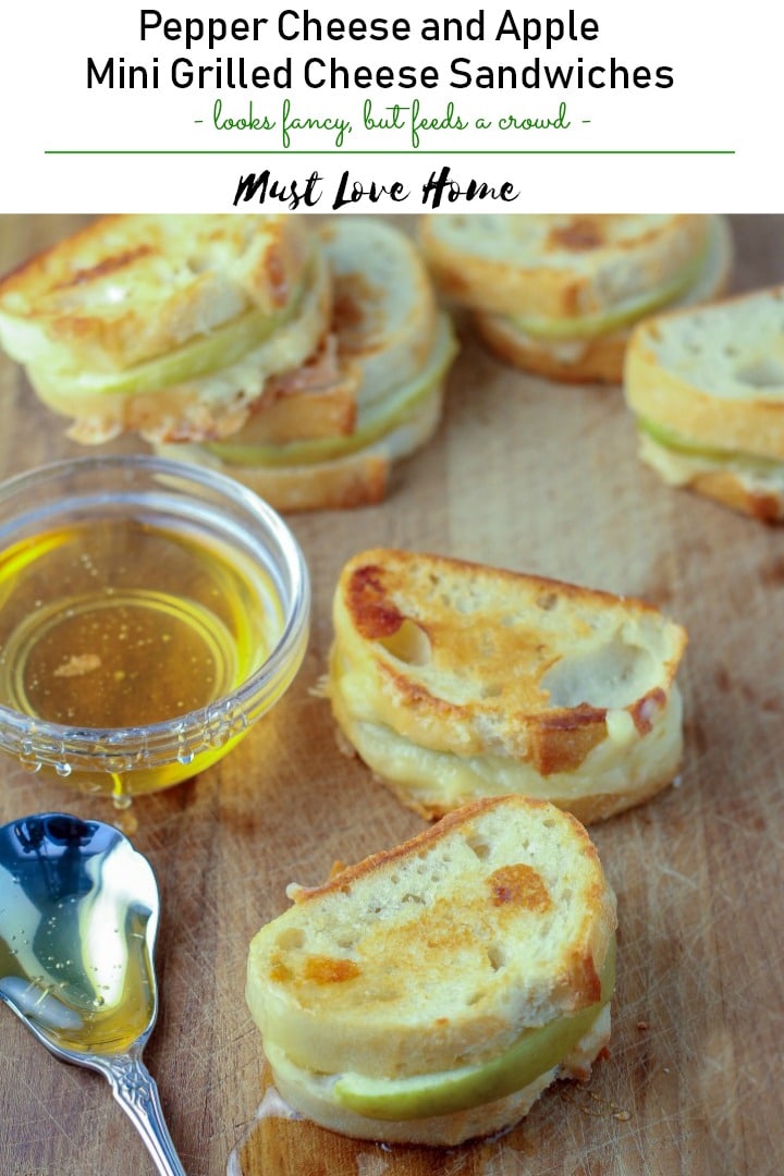 Hot Pepper Apple Mini Grilled Cheese Sandwiches, a quick crispy, chewy, melt-in-your-mouth cheesy appetizer that only looks fancy!