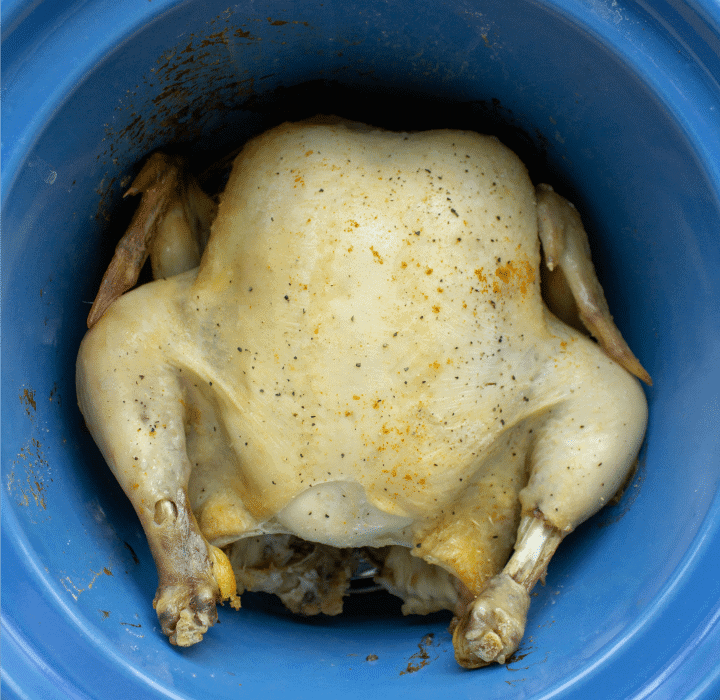 This slow cooker whole chicken is a deliciously seasoned Sunday dinner style chicken made with the help of a crock pot.