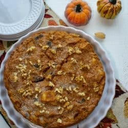 Easy Pumpkin Walnut Bread Pudding