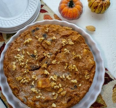 Easy Pumpkin Walnut Bread Pudding