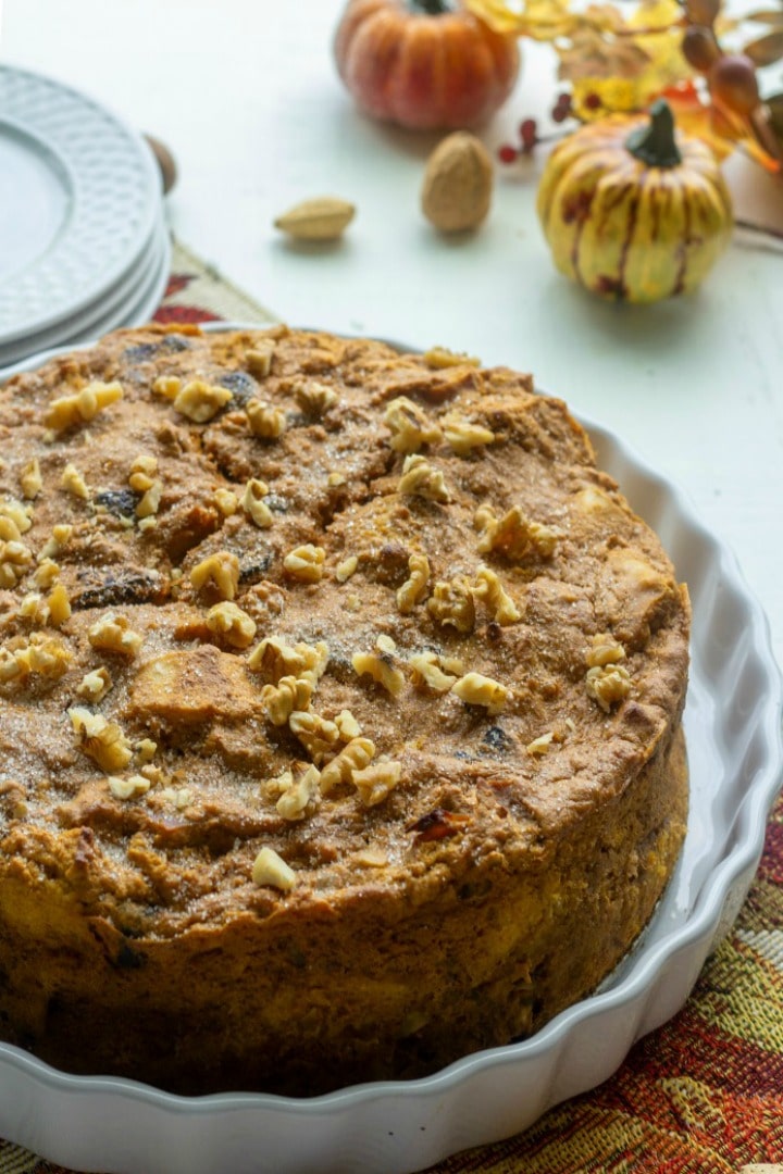 Easy Pumpkin Walnut Bread Pudding