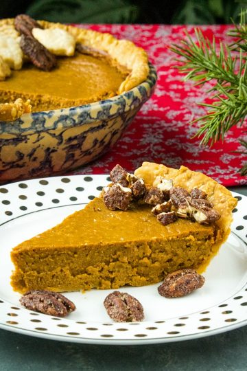 With all the delicious flavor of classic pumpkin pie, this easy Brandy Pumpkin Pie recipe is made with pumpkin, evaporated milk and spices with a healthy shot of good cheer added for the holidays!
