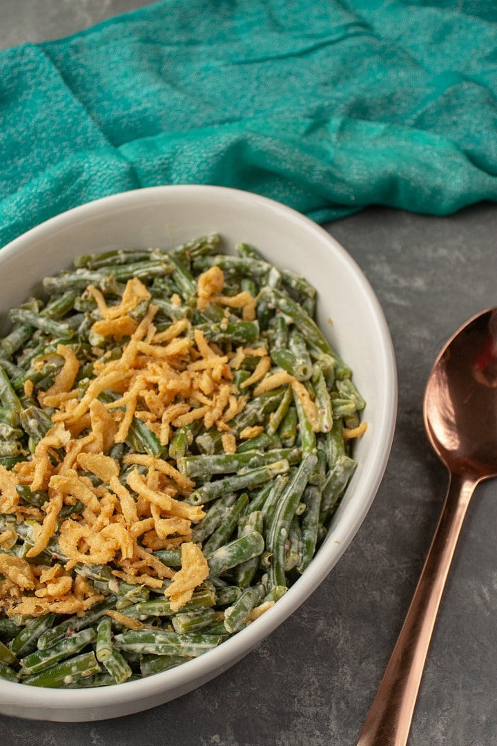 A delicious side dish for any occasion - Amazing Green Bean Mustard Sauce Casserole recipe is easy to make with real cream and approved by kids!