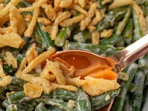 A delicious side dish for any occasion - Amazing Green Bean Mustard Sauce Casserole recipe is easy to make with real cream and approved by kids!