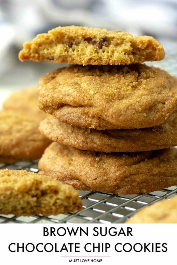 Soft and chewy, with a hint of molasses, these easy to make Brown Sugar Chocolate Chip Cookies are bake and go. No chilling required!