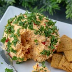 Try this festive Roasted Red Pepper Ranch Cheese Ball for your next gathering. Easy to make with only a handful of ingredients!